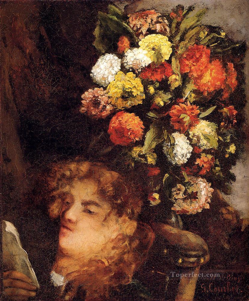Head Of A Woman With Flowers Realist Realism painter Gustave Courbet Oil Paintings